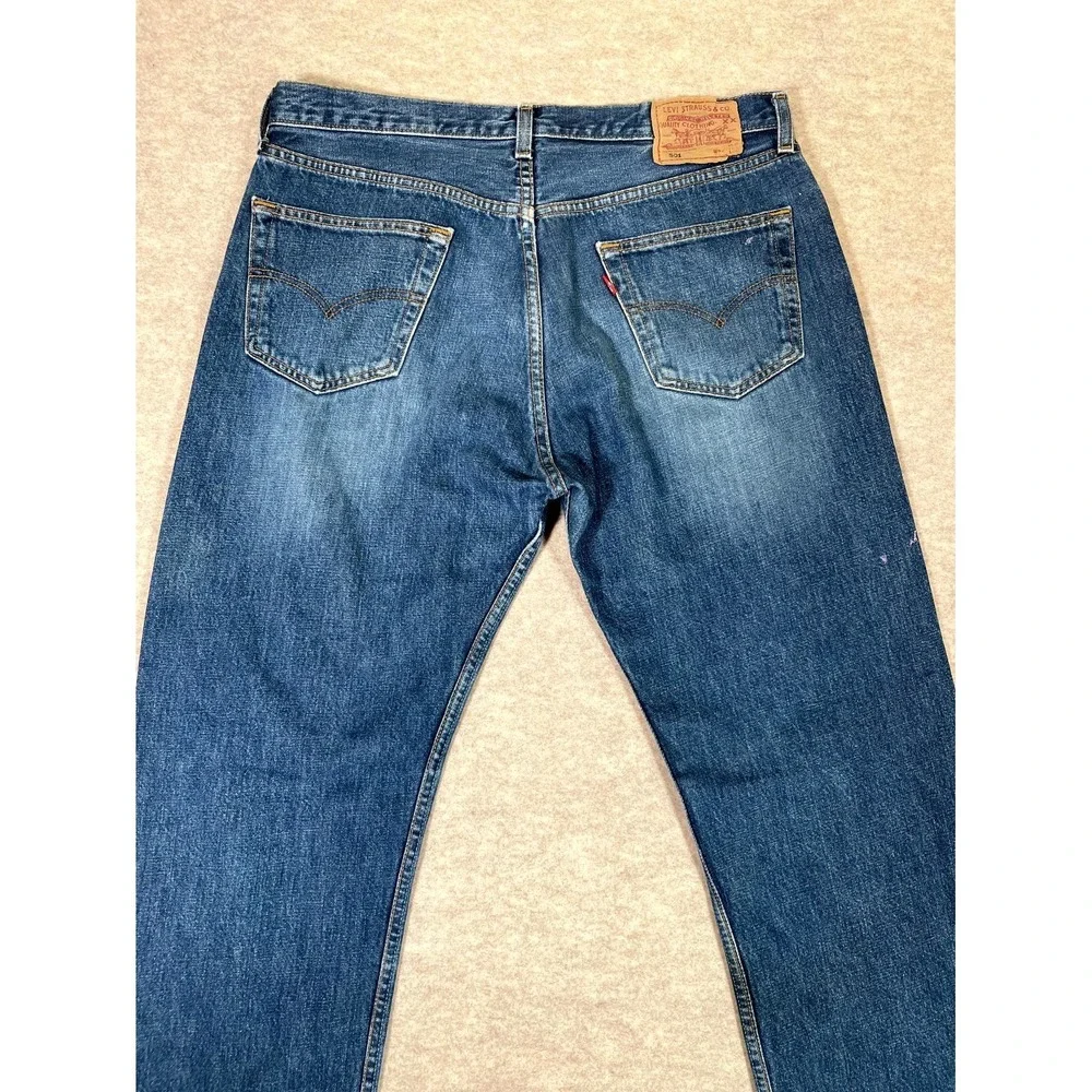 Levis 501 Original Fit Jeans Mens 36x32 Blue Denim Straight Leg Cotton High Rise